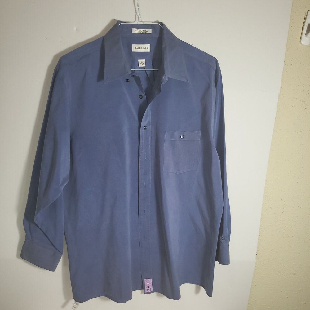 Men's Van Heusen Dark Blue  Dress Shirt Long Sleeve 17 1/2  32/33